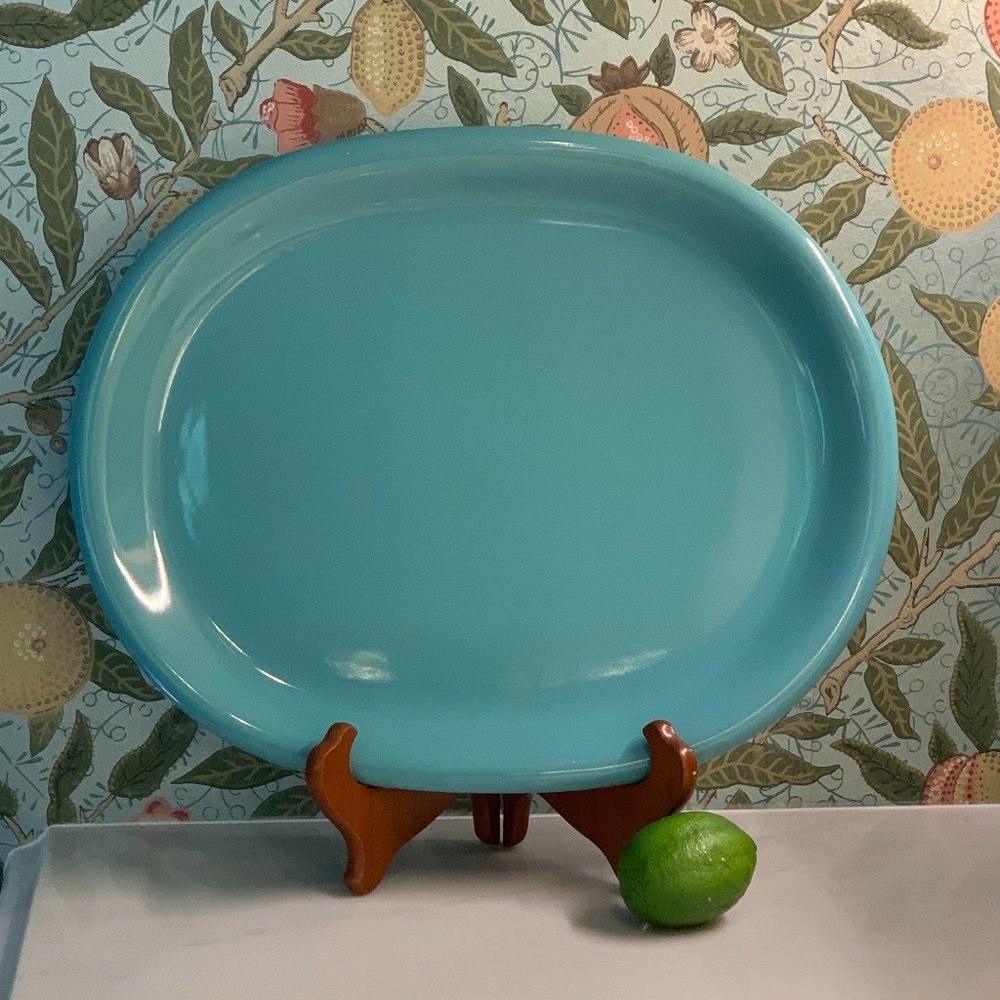 Vintage Crown Corning Japan Teal Serving Platter - Picture 4 of 15